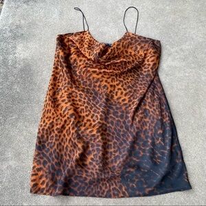 Zara Animal Print Satin Slip Top Dress New